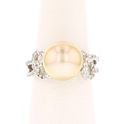 18K White Gold Diamond and South Sea Pearl Ring - David's Antiques & Jewelry