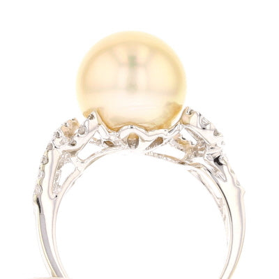 18K White Gold Diamond and South Sea Pearl Ring - David's Antiques & Jewelry