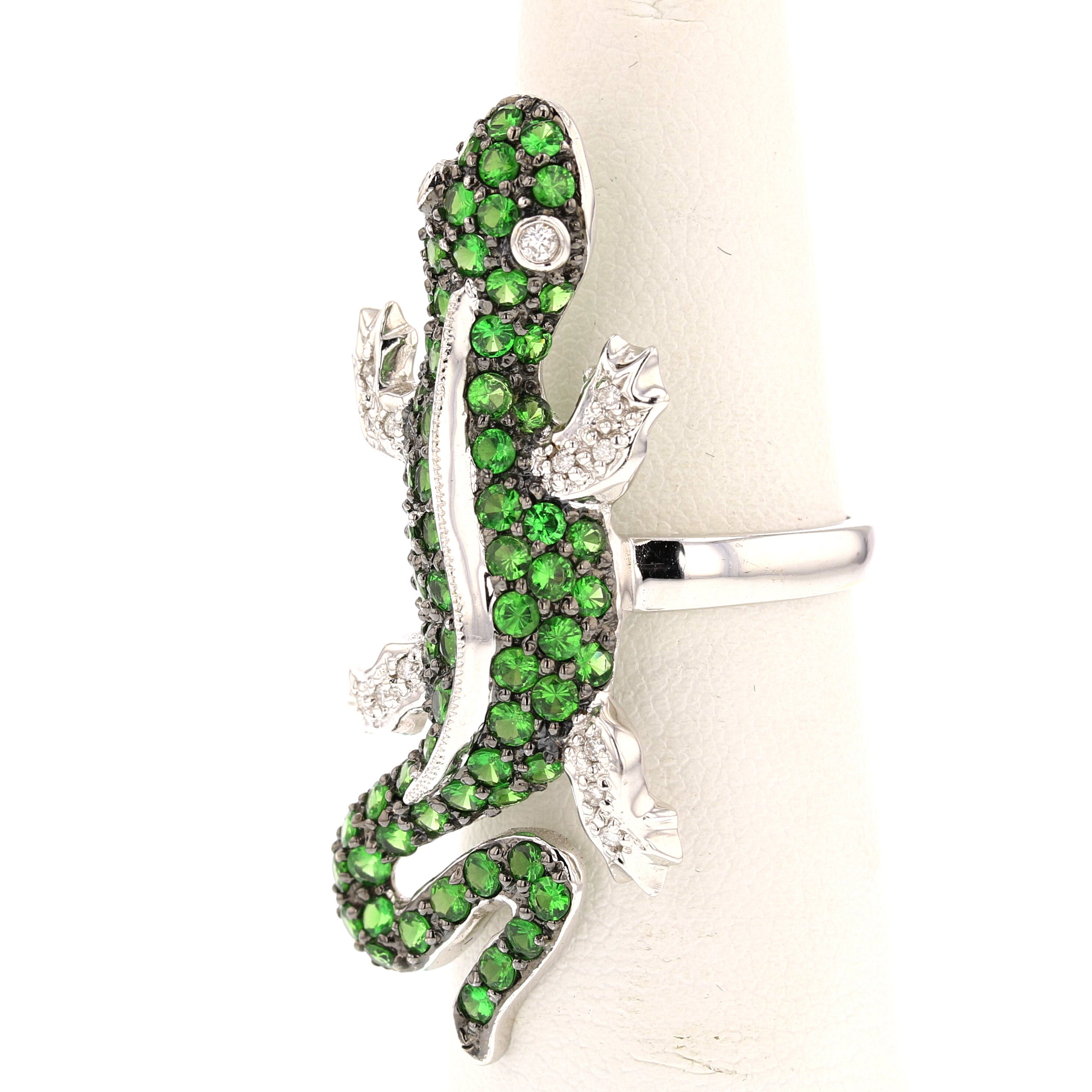 Handmade Lizard Tsavorite Diamonds Gold Ring - David's Antiques & Jewelry