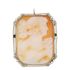 Octagon Antique Shell Cameo Brooch Pendant - David's Antiques & Jewelry