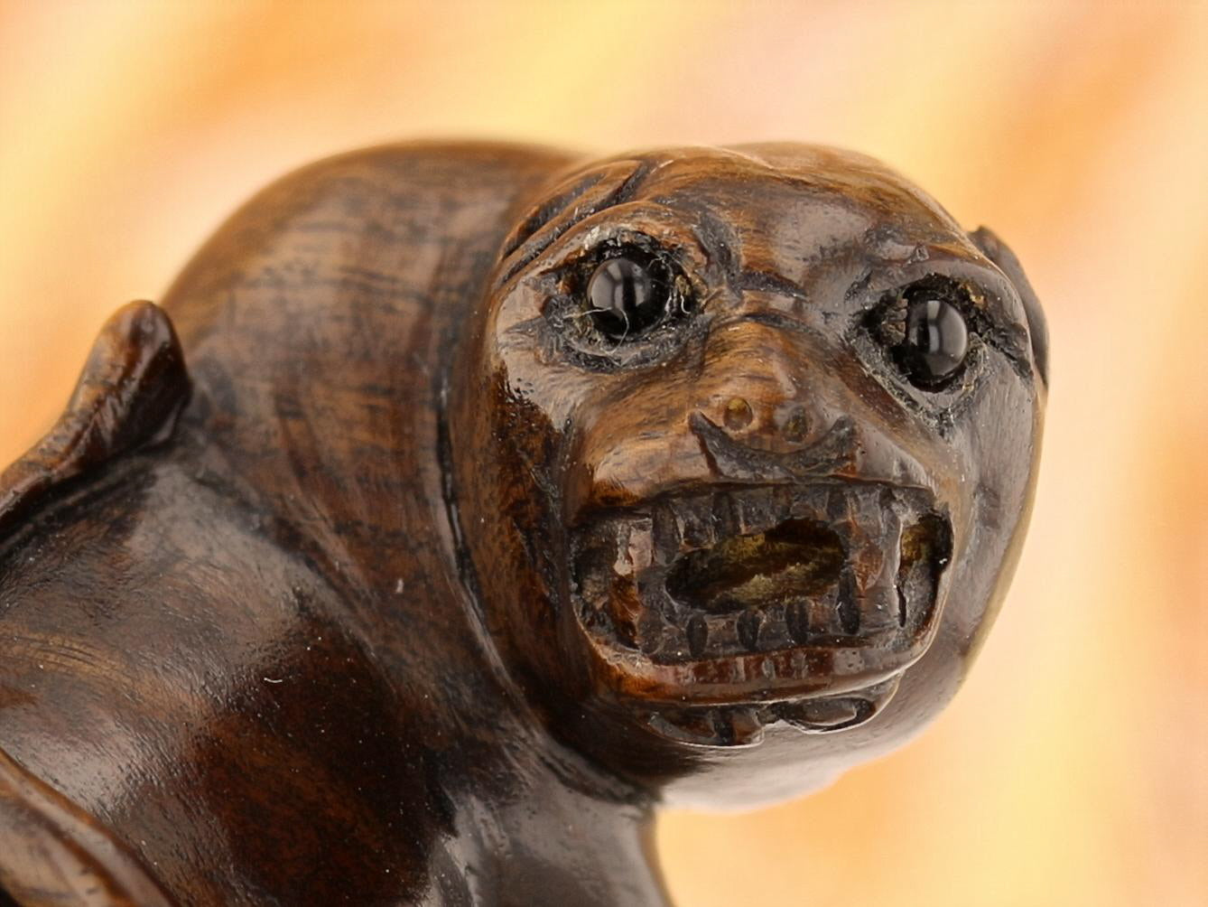 Vintage Carved Ironwood Lioness Netsuke - David's Antiques & Jewelry