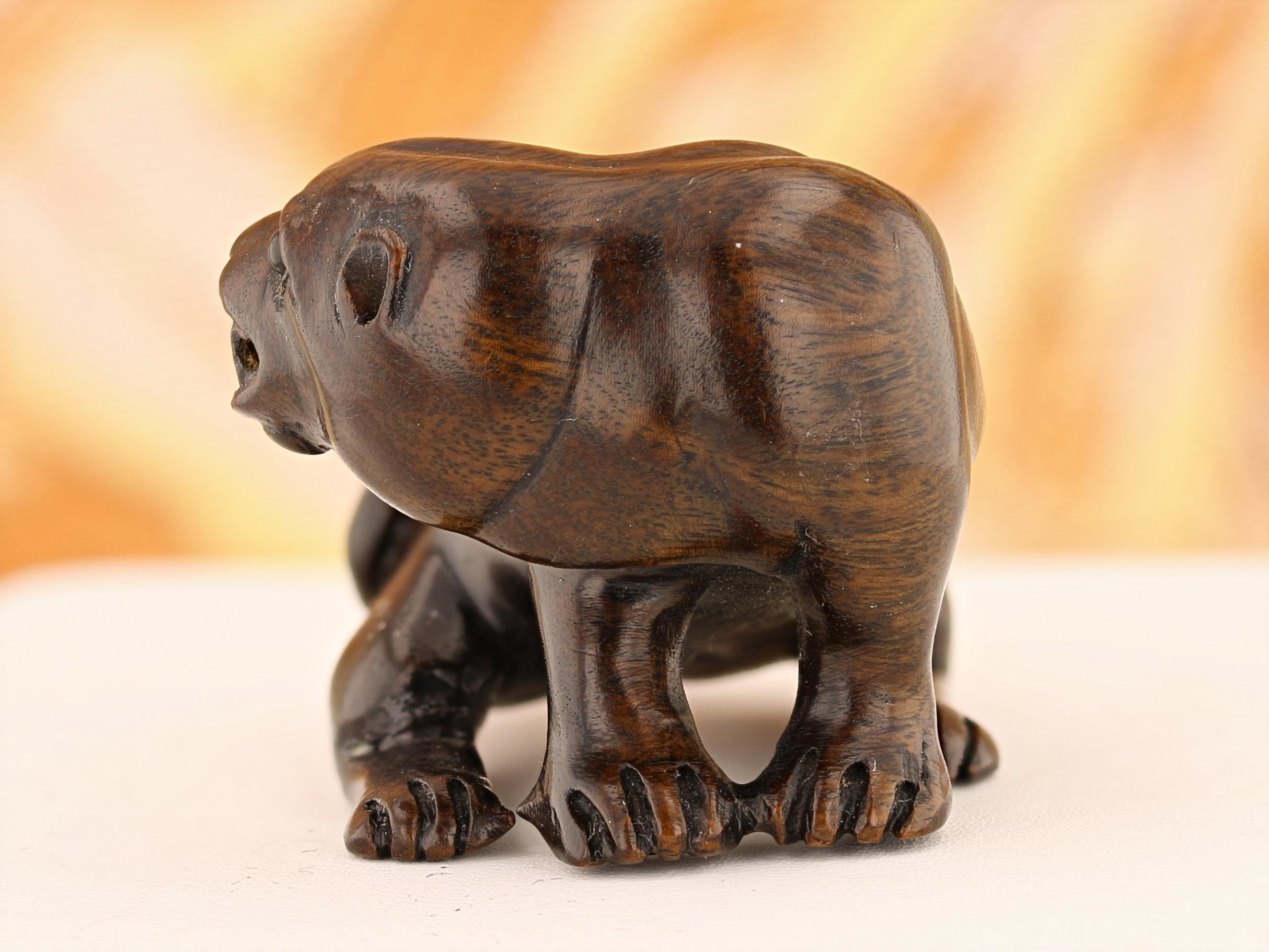 Vintage Carved Ironwood Lioness Netsuke - David's Antiques & Jewelry