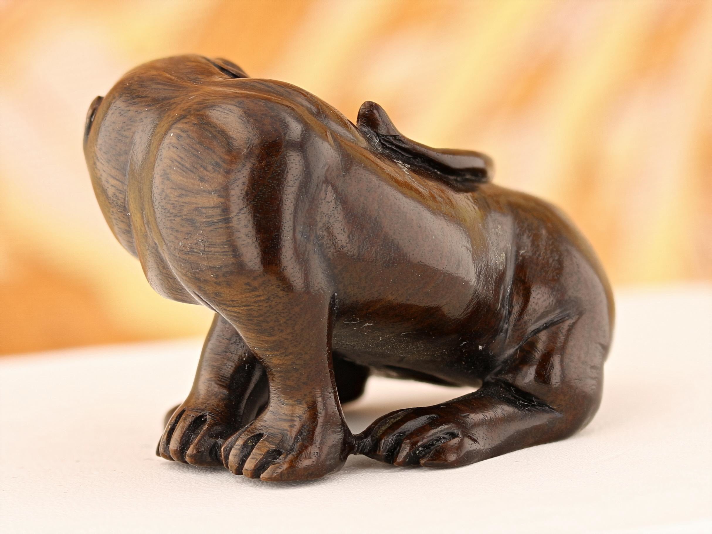 Vintage Carved Ironwood Lioness Netsuke - David's Antiques & Jewelry