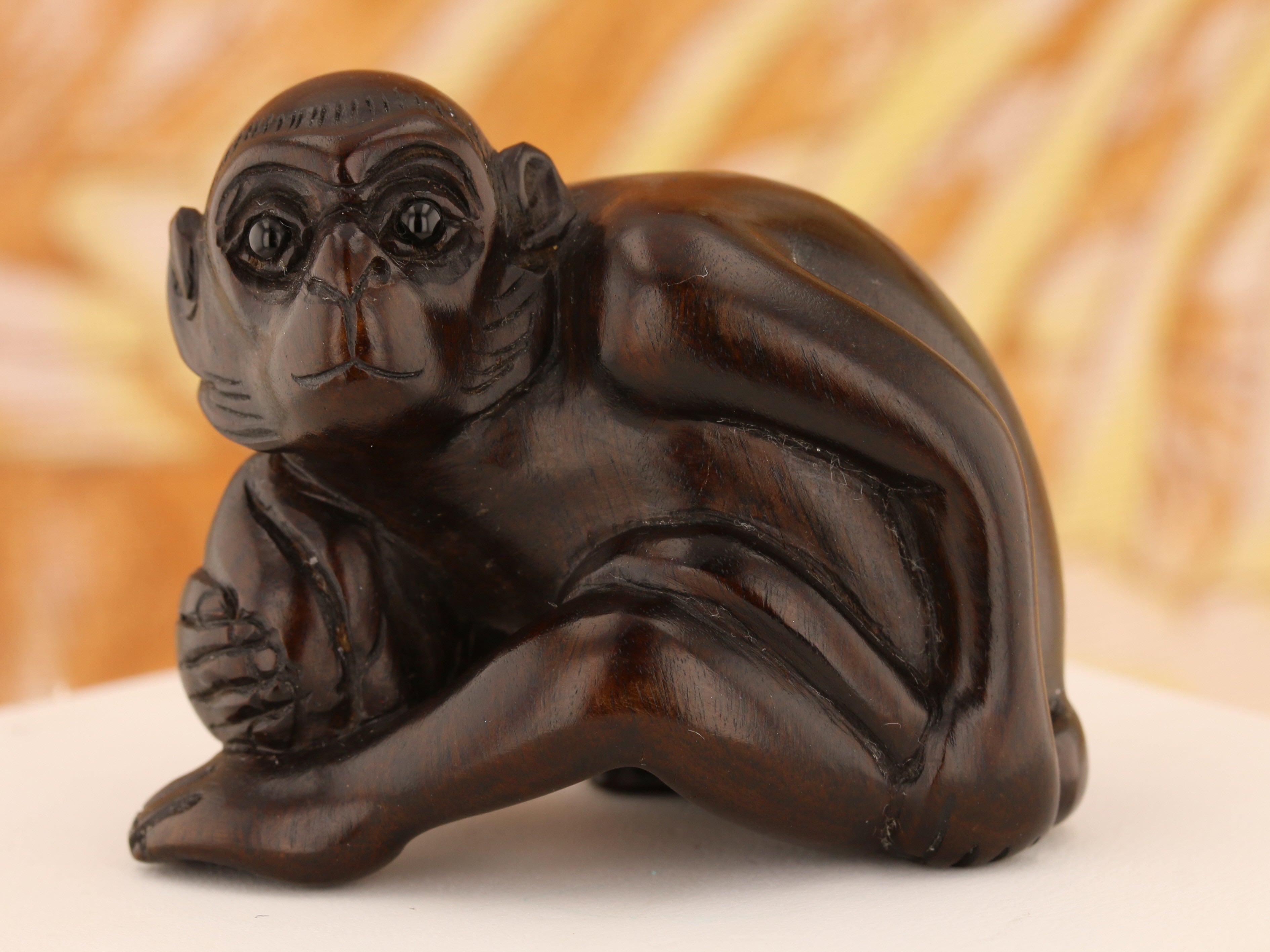 Vintage Ironwood Netsuke: Monkey with Nut - David's Antiques & Jewelry