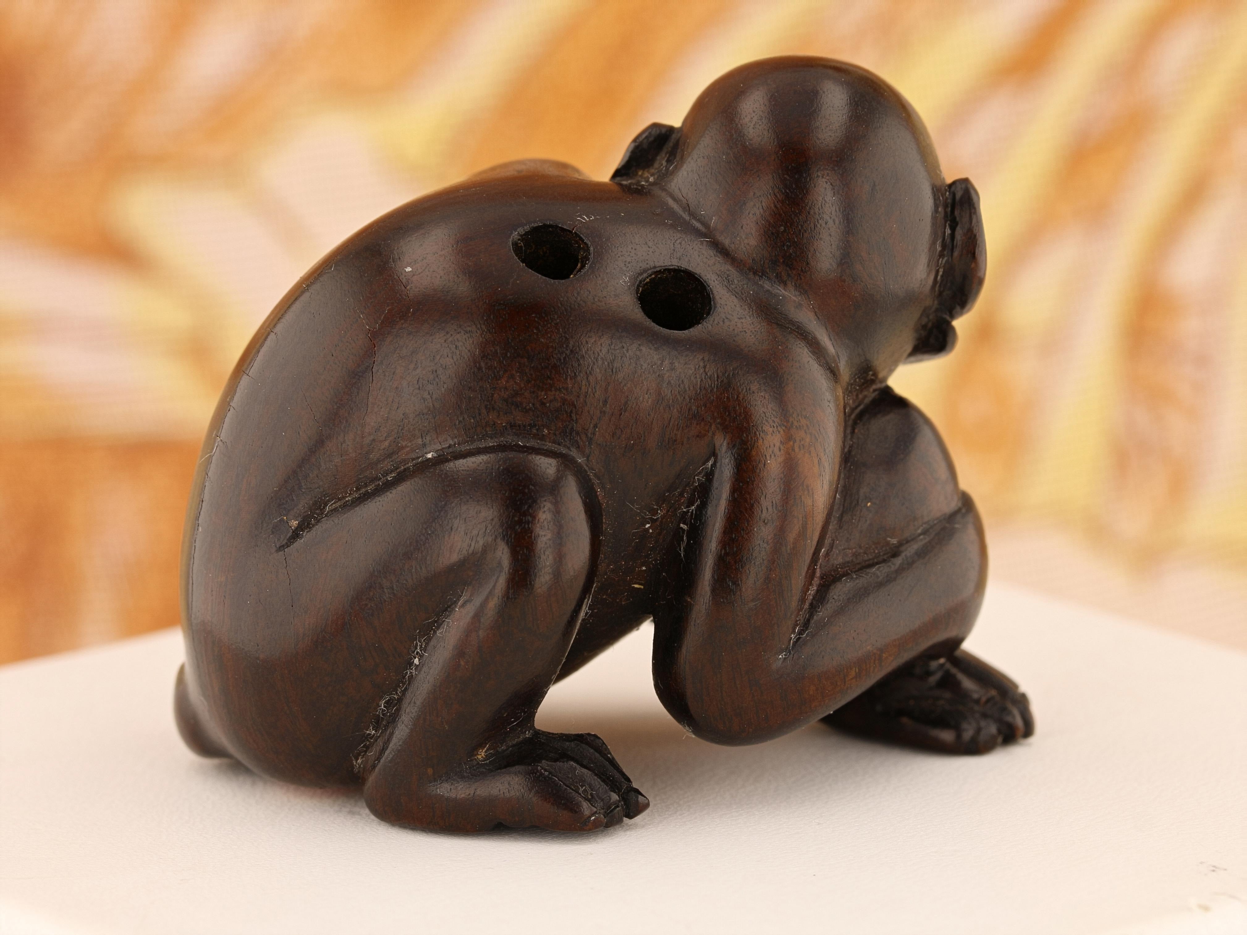 Vintage Ironwood Netsuke: Monkey with Nut - David's Antiques & Jewelry
