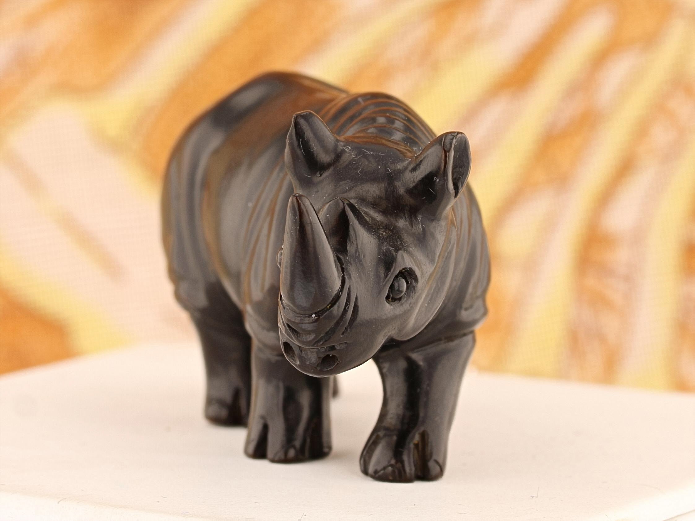Regal Rhinoceros Dark Wood Netsuke - David's Antiques & Jewelry