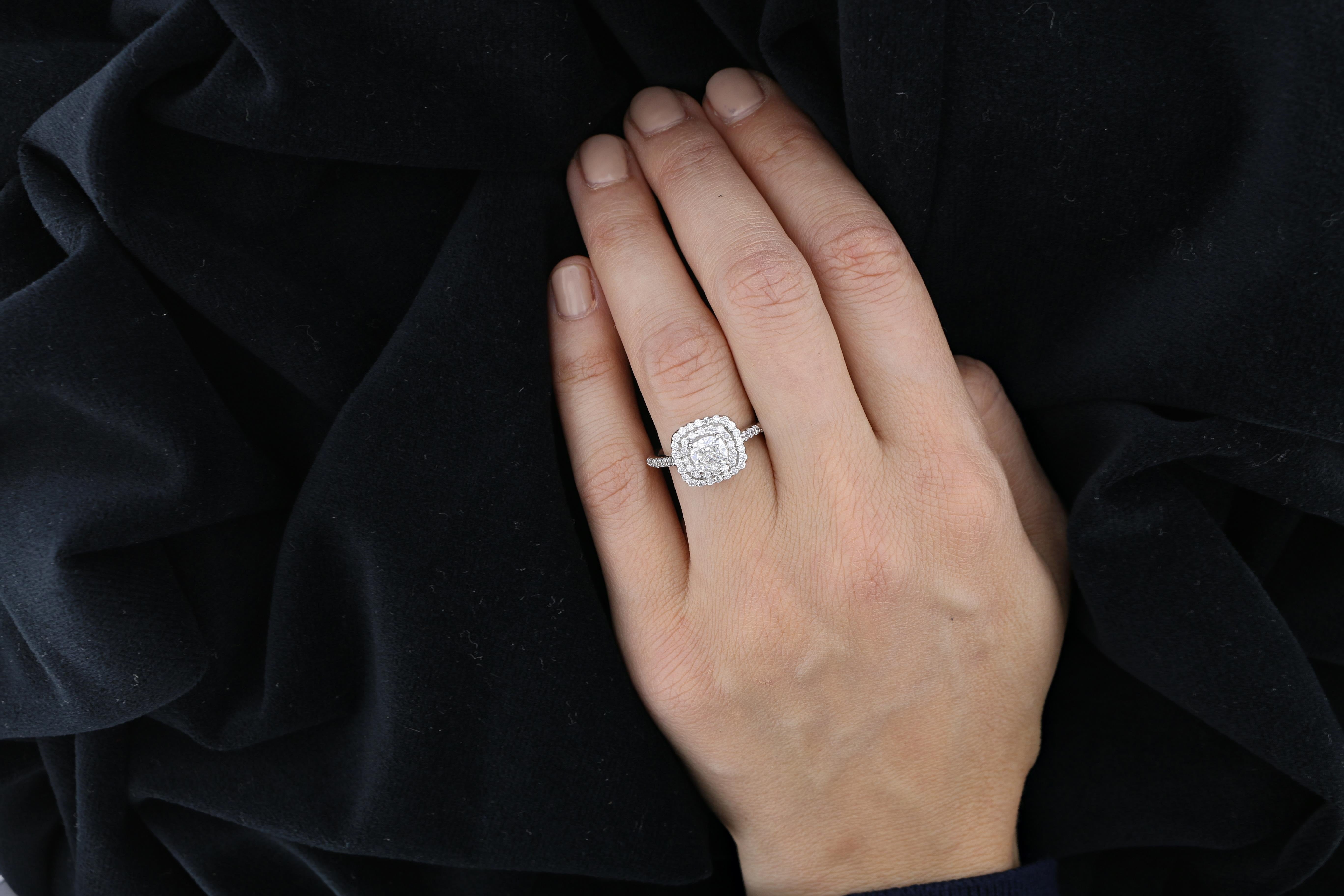 14K White Gold GIA Graded Diamond Cushion Ring - David's Antiques & Jewelry