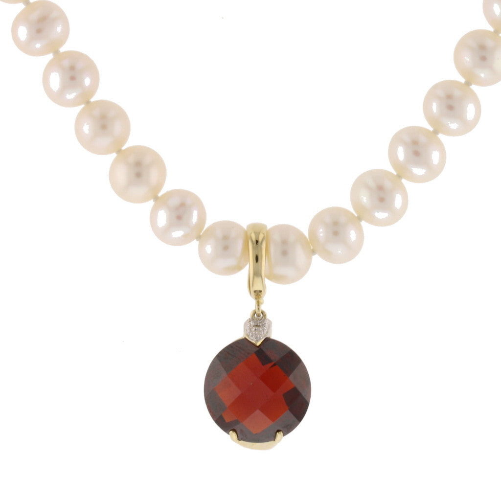 Round Mozambique Garnet Pendant 14K Yellow Gol - David's Antiques & Jewelry