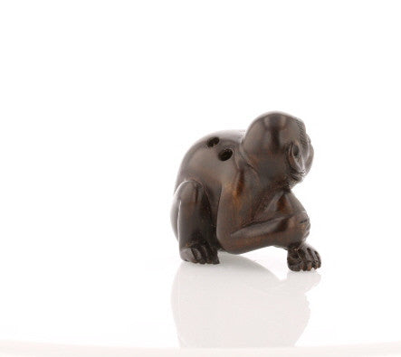 Vintage Ironwood Netsuke: Monkey with Nut - David's Antiques & Jewelry