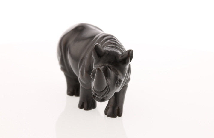 Regal Rhinoceros Dark Wood Netsuke - David's Antiques & Jewelry