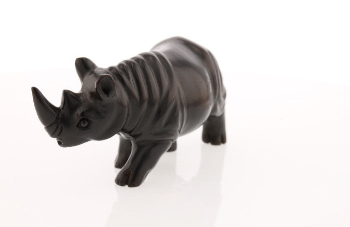 Regal Rhinoceros Dark Wood Netsuke - David's Antiques & Jewelry