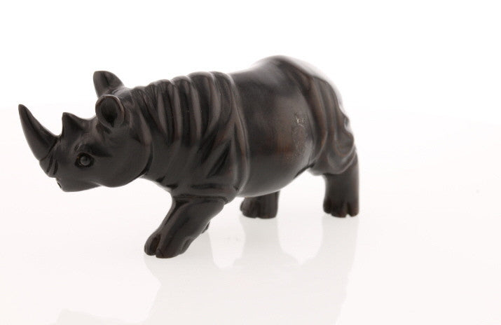 Regal Rhinoceros Dark Wood Netsuke - David's Antiques & Jewelry