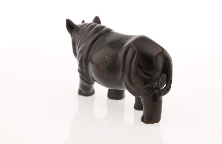 Regal Rhinoceros Dark Wood Netsuke - David's Antiques & Jewelry