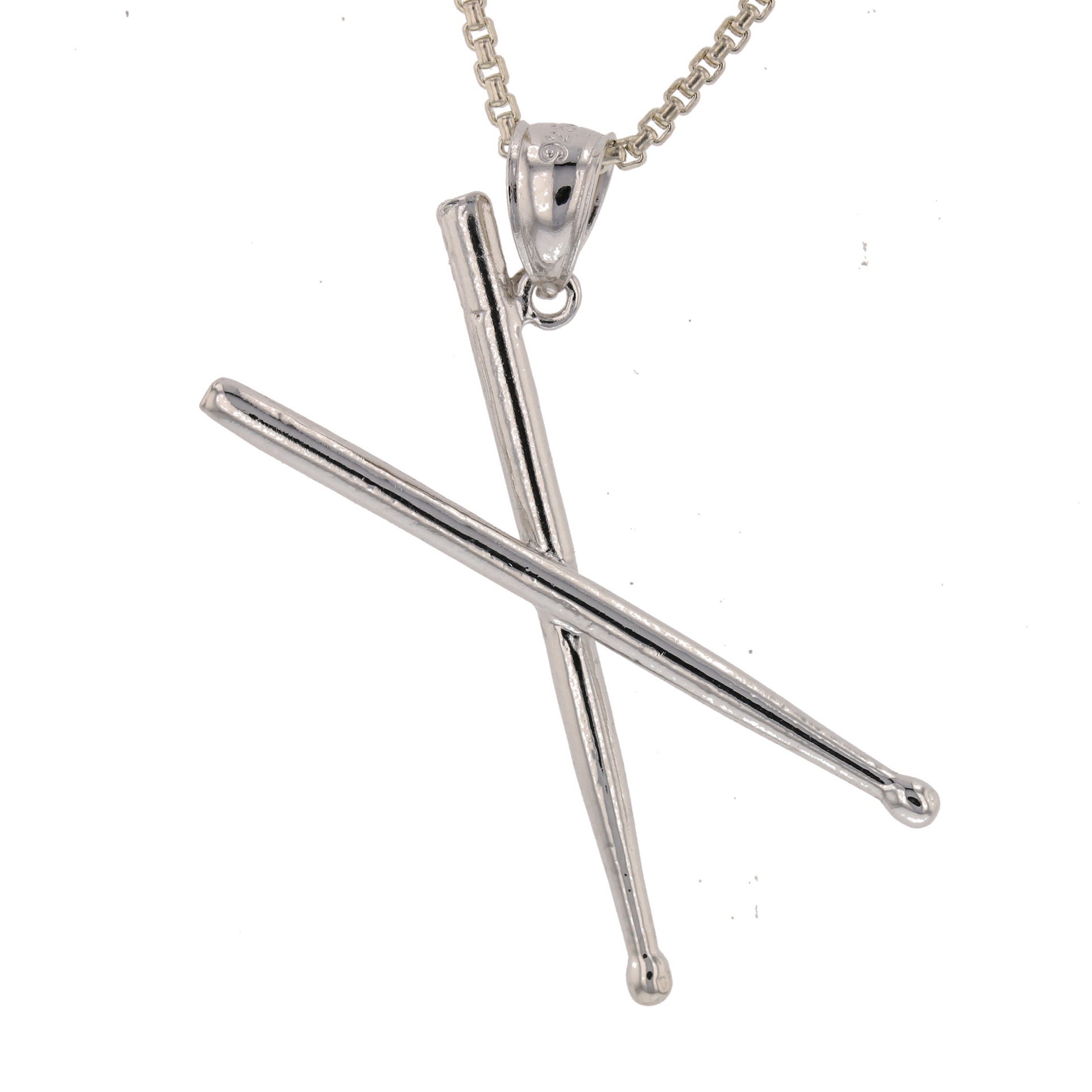X Position Drum Stick 3D Sterling Silver Charm/Pendant - David's Antiques & Jewelry