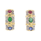 Ruby, Emerald, Sapphire & Diamond Earrings - David's Antiques & Jewelry