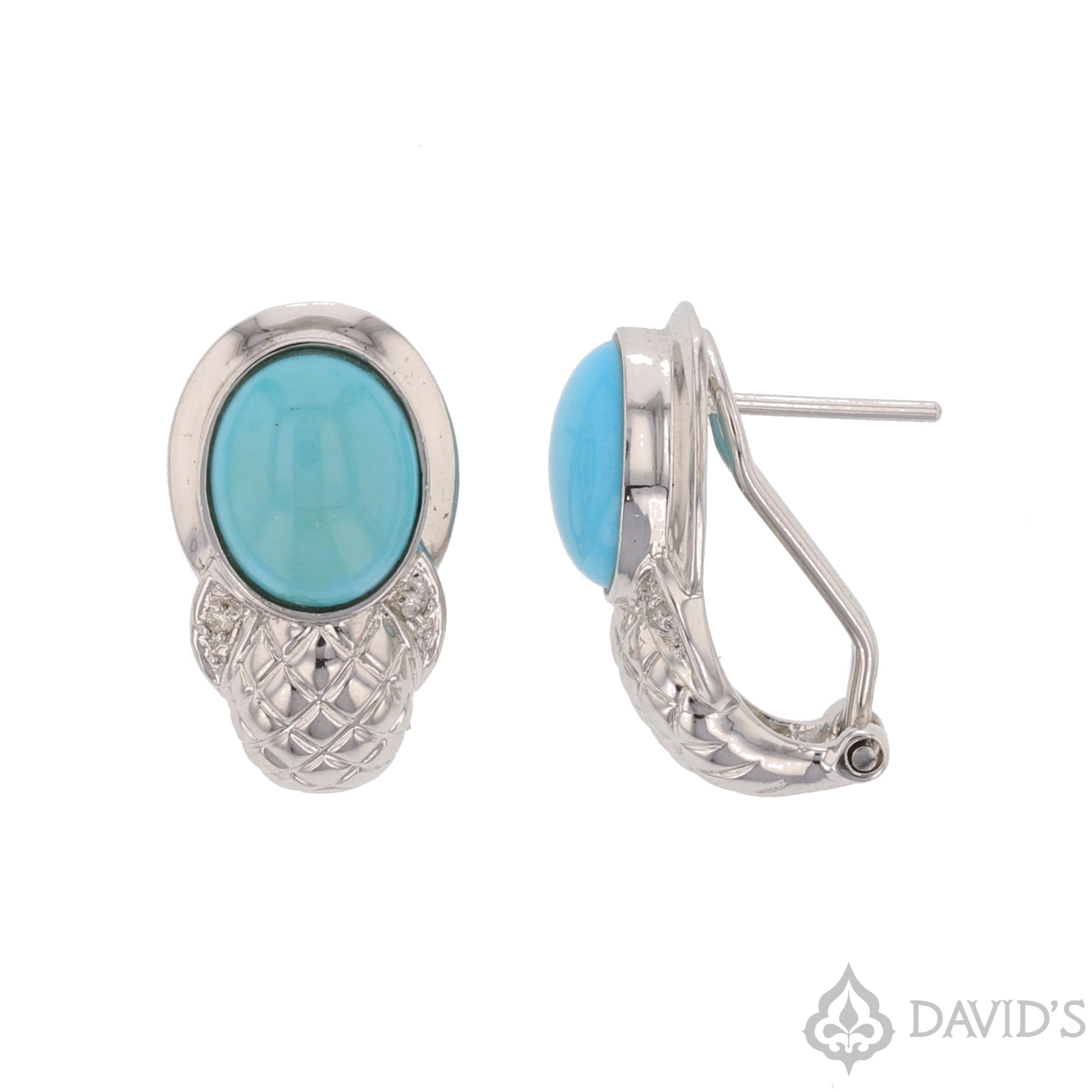 Turquoise & Diamond Earrings - David's Antiques & Jewelry