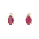 Yellow Gold Ruby & Diamond Stud Earrings - David's Antiques & Jewelry