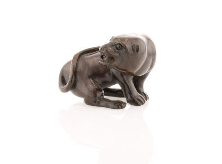 Vintage Carved Ironwood Lioness Netsuke - David's Antiques & Jewelry