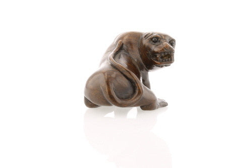 Vintage Carved Ironwood Lioness Netsuke - David's Antiques & Jewelry